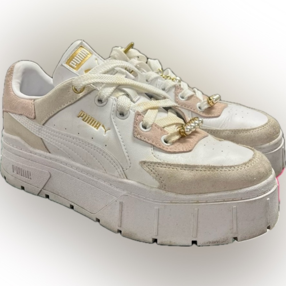 PUMA Mayze Stack Marshmallow gold women’s platform sneakers size 9 1/2